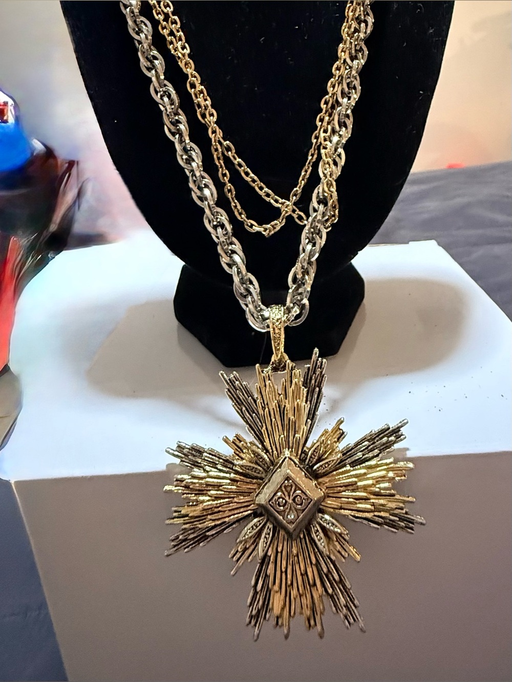 Gold Starburst Pendant Necklace - Women Jewelry